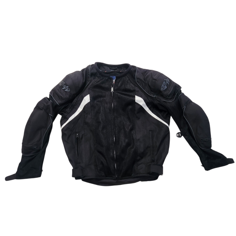 Joe Rocket Mens Mesh Armored Padded Motorcycle Riding Jacket Size Large Black.